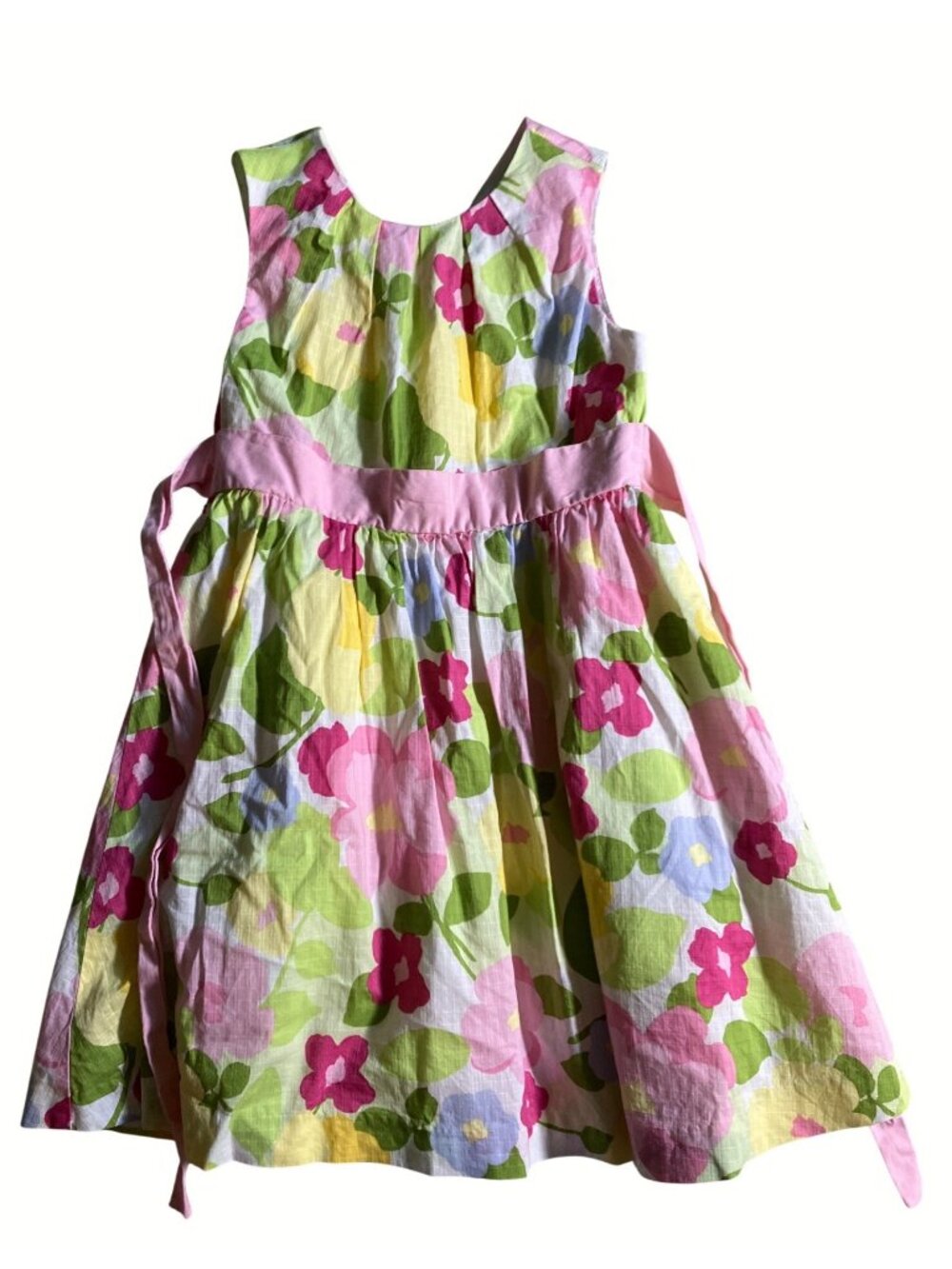 Crazy 8 Girls Floral Sleeveless Dress Size 4 Cotton Blend Pink Green Yellow